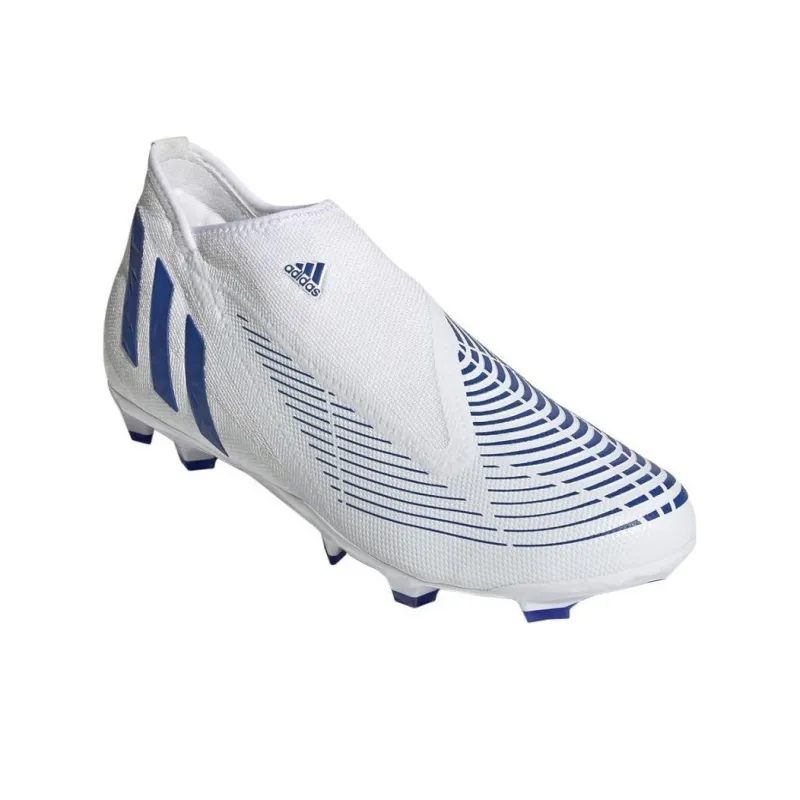 Adidas Predator Edge.3 FG Firm Ground Cushioning, Wear Resistant Soccer Shoes Men's White Blue-2
