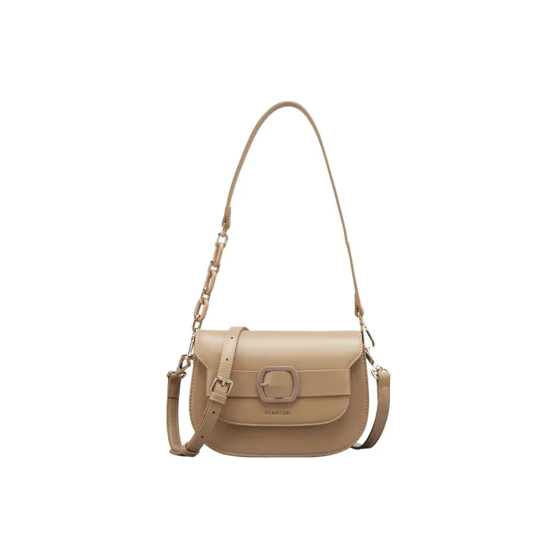 YEARCON Synthetic Leather Saddle Bags Shoulder Bags Women's Green/Apricot-5