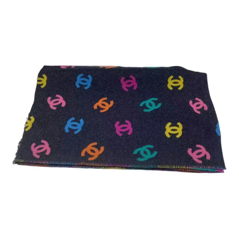 CHANEL Knit Scarves Women's Marine Blue-0