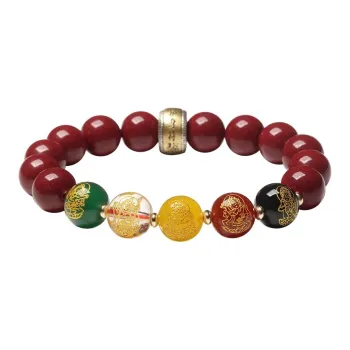 Moonstone Edge Reconstructed Cinnabar Jade Bracelets Unisex