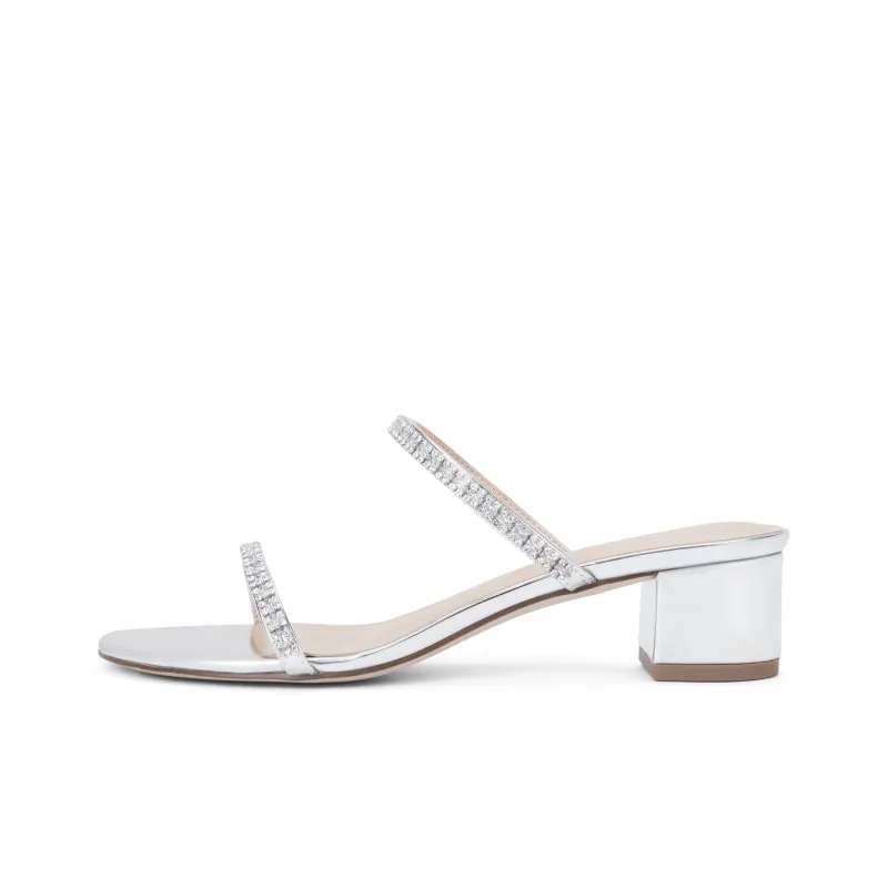 CHARLES&KEITH Small Ck One Strap Sandals Slippers 4.1cm Women's BLACK TEXTURED/Silver-3
