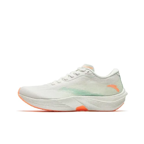 Anta Cushioning Slip Resistant And Abrasion Resistant Low Top Long Distance Running Shoes Women's White Green