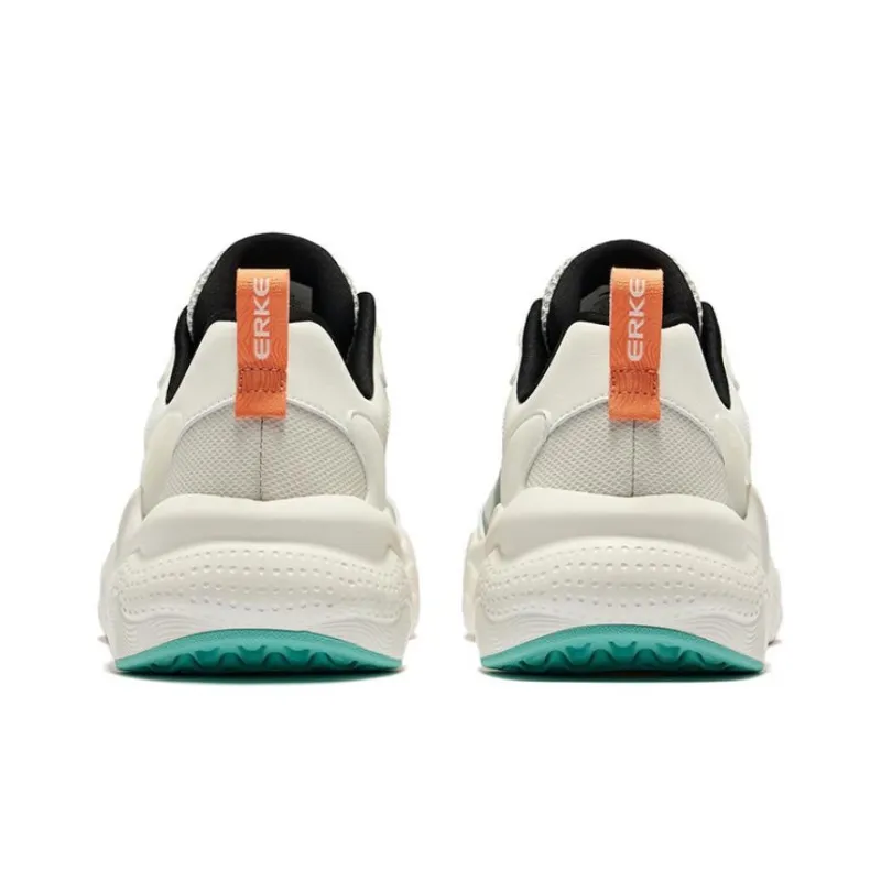 Erke Wu Yan 3.0 Cushioned Wear Resistant Lightweight Low Top Chunky Sneakers Men's Microcrystal White White Mist Gray-3
