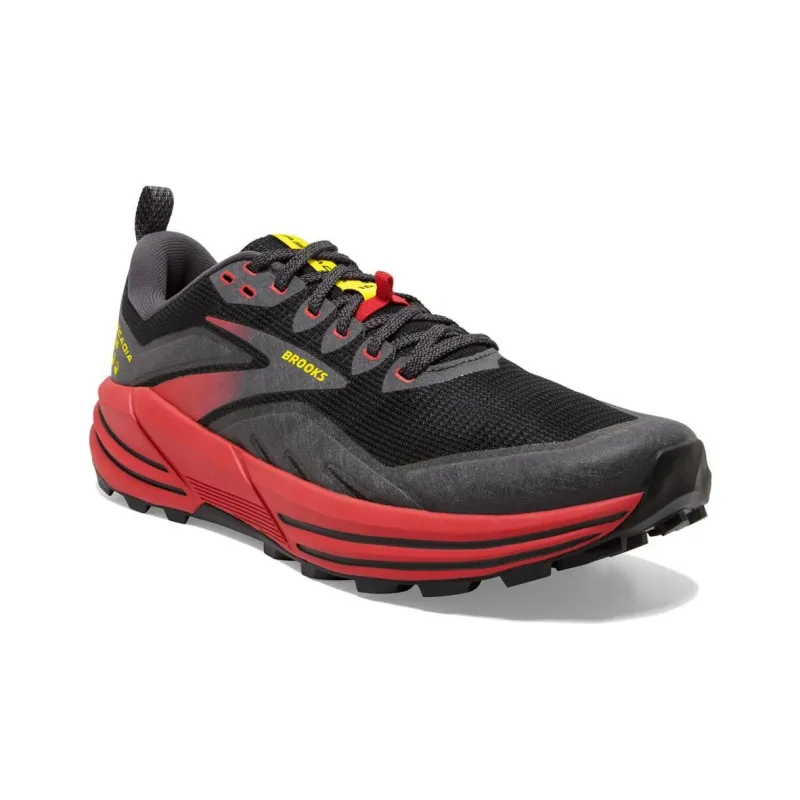 Brooks Cascadia 16 Cushioning Wear-Resistant Low-Top Casual Running Shoes Men's Black Red-2