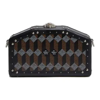 AU DEPART Coated Canvas, Cow Leather, Cotton Metal, Leather Clutch Nano Women's Black