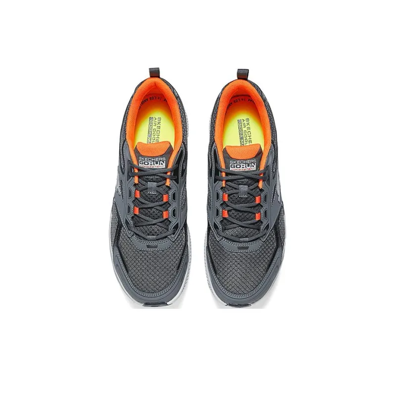 Skechers Shock Absorbers With Slip Resistant Features Low Top Running Shoes Men's Gray Orange-3