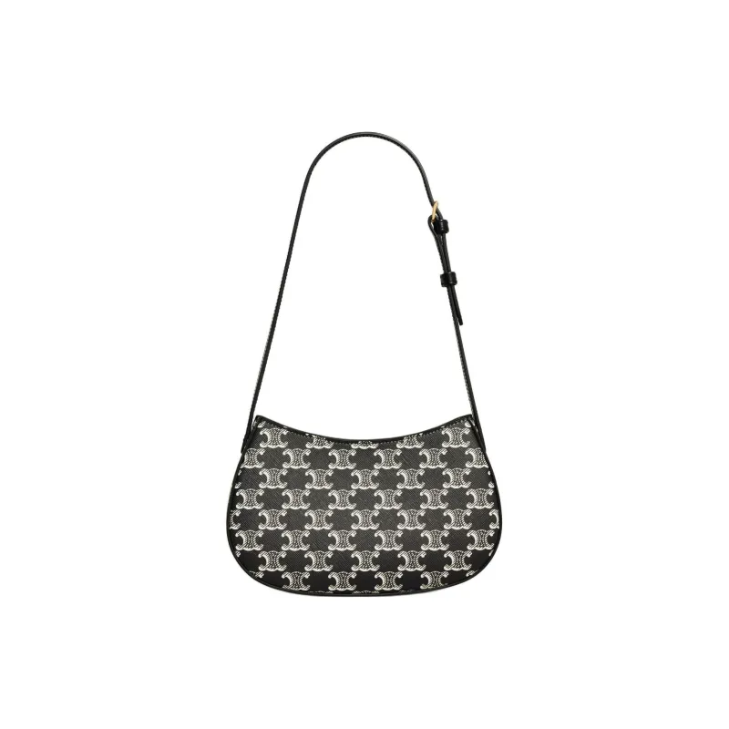 CELINE Cow Leather Binding Handbag, Shoulder Bag Women's Black-2