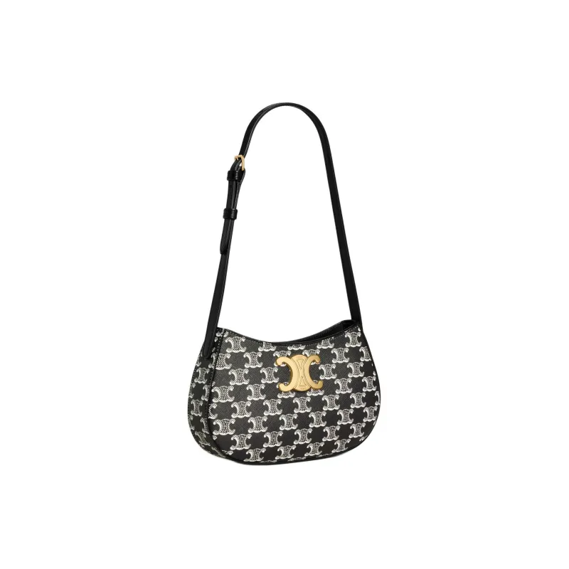 CELINE Cow Leather Binding Handbag, Shoulder Bag Women's Black-1