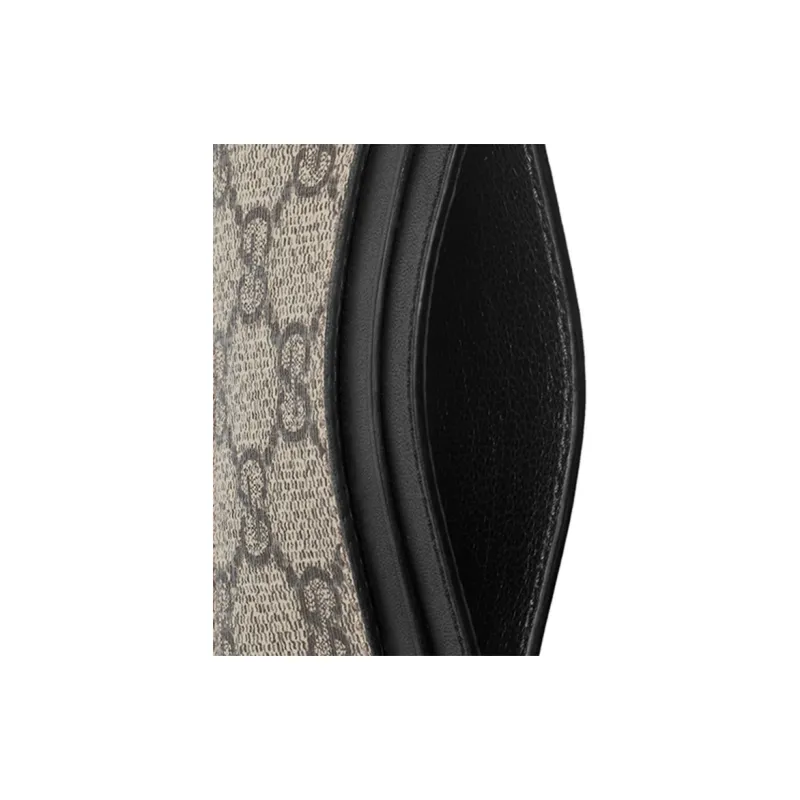 GUCCI Canvas With Leather Trim Card Clip Card Holder Men's Ebony/Black-5