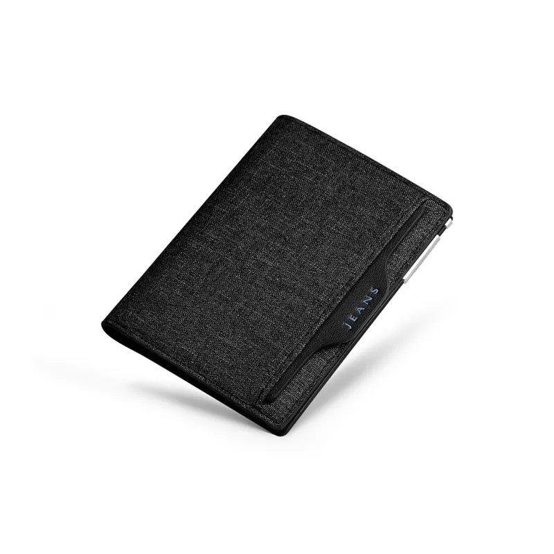 WilliamPOLO Canvas Wallet With Multiple Card Slots Coin Purse Canvas Bag Regular Men's Blue/Black-12