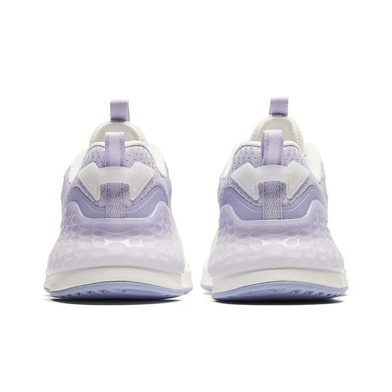 Anta C37+ Cushioned Wear Resistant Breathable Height Increasing Low Top Casual Running Shoes Women's White Purple-3