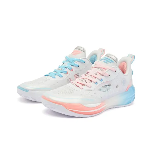 QIAODAN FE2.0 South Beach Mismatched Low Top Q KUNGFU TURBO Basketball Shoes Men
s Pink Blue