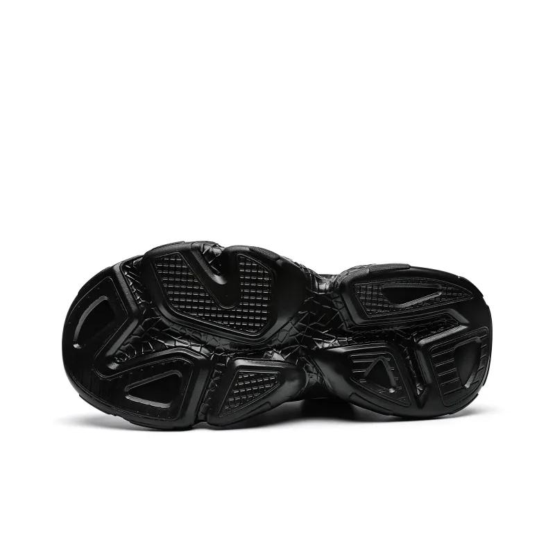 MVA Lightweight And Breathable Low Top Chunky Sneakers 6cm Unisex Black White-2