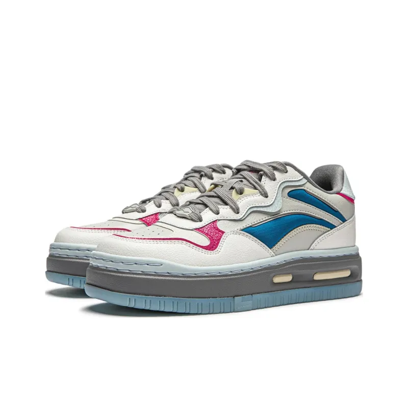 LiNing Future C1 Cushioning Anti Slip And Wear Resistant Support Low Top Casual Shoes Women's White Gray Pink-2