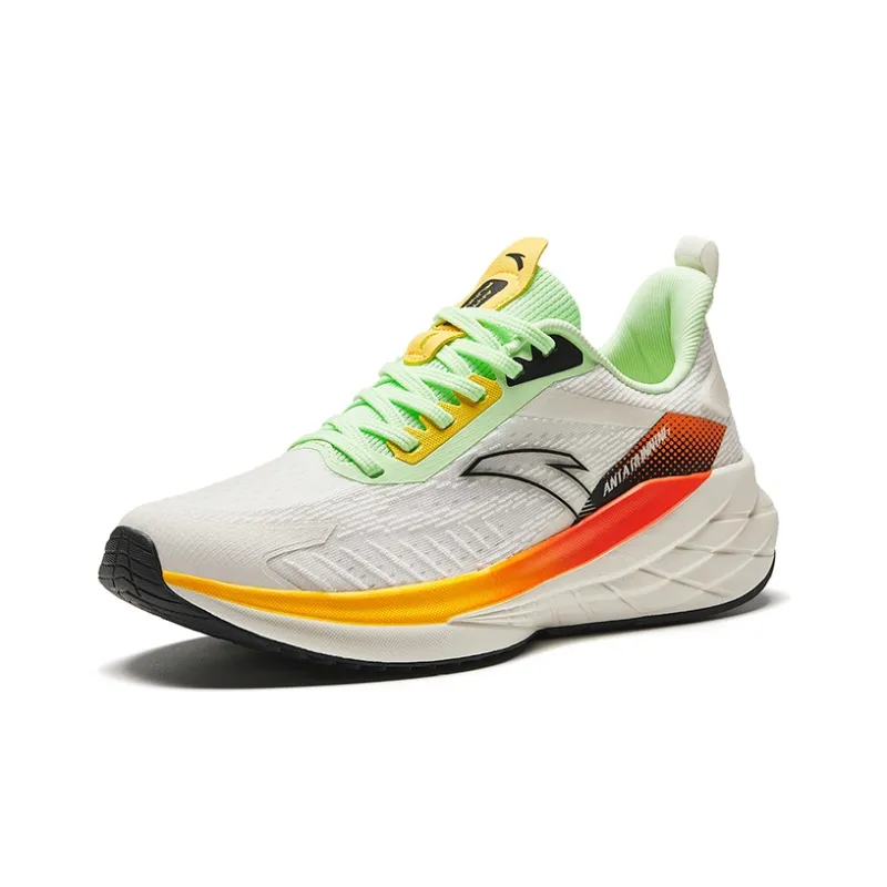 Anta Cushioning Anti Slip Wear Resistant Breathable Lightweight Rebound Low Top Running Shoes Men's White Green Black-1