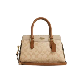 COACH Darcie Canvas With Leather Shoulder Bag Crossbody Bag Handbag Medium Size Women's Light Khaki & Khaki