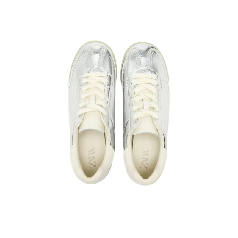 ZARA Low-Top Casual Shoes Women's Silver-2