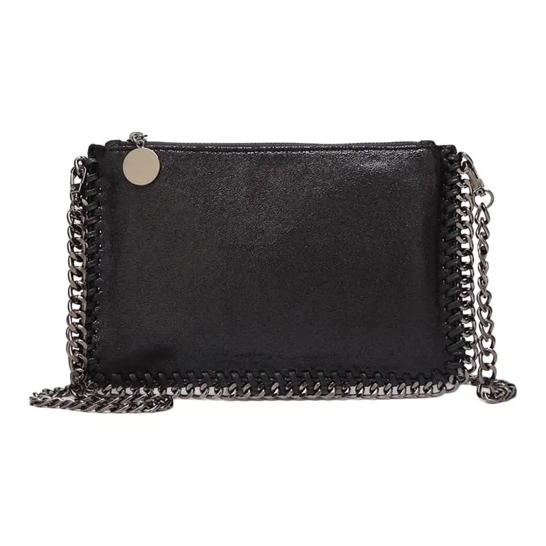 Stella McCartney Leather Envelope Bag Crossbody Bag Shoulder Bag Women's Black-0