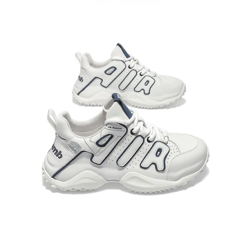 KOLUMB Cushioning, Wear Resistant Low Top Chunky Sneakers Men's White Blue-1