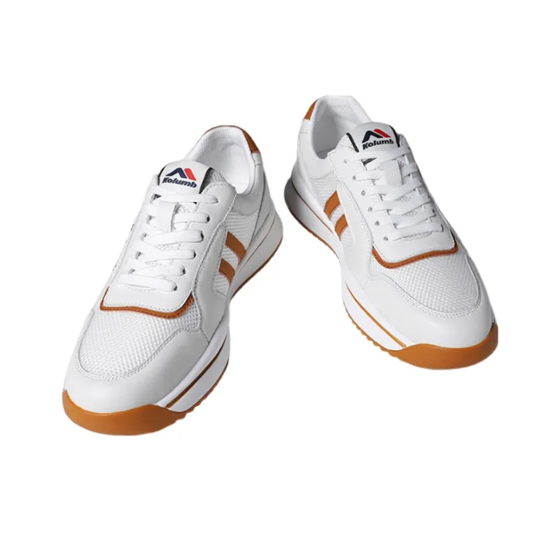 KOLUMB Wear resistant And Lightweight Low Top Casual Shoes Men's White Yellow-2
