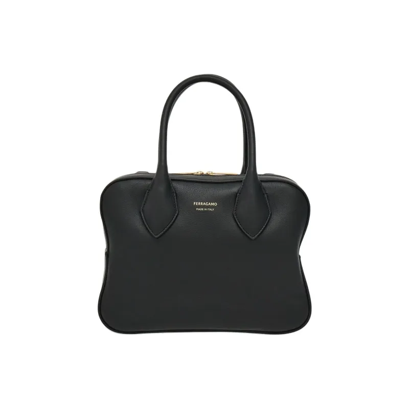FERRAGAMO Calfskin Shoulder Bag Crossbody Bag Handbag Small Size Women's Black-0