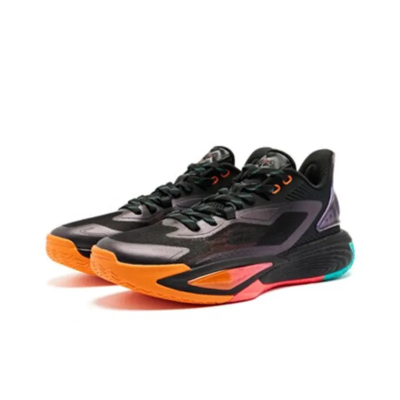 QIAODAN Sharp Edge 7.0 Cushioning Wear Resistant Low Top Basketball Shoes Men's Black Green-2