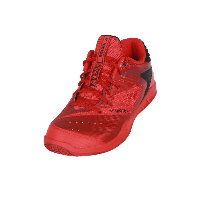 VICTOR Cushioned Slip Resistant Mid Top Badminton Shoes Unisex Flame Red-2