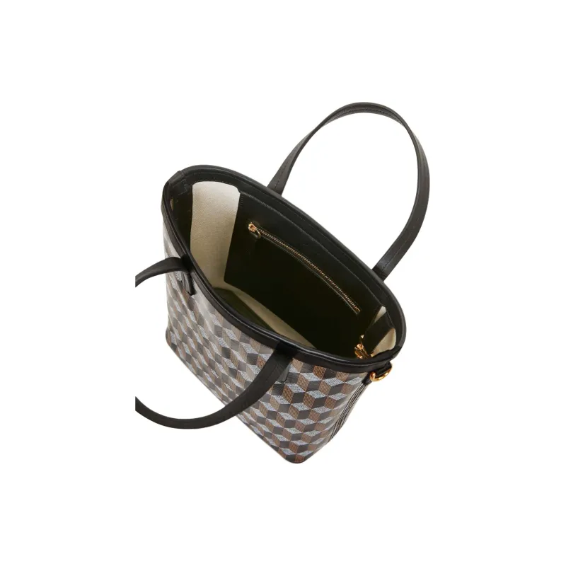 AU DEPART Cotton Coated Canvas Tote Bag Shopping Bag Handbag Women's Black-3