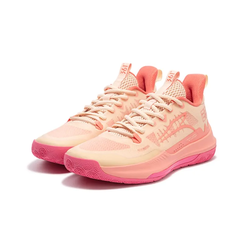 361° DVD Team Red Coral Cushioning Anti Slip Wear Resistant Breathability Low Top Basketball Shoes Men's Pink-2