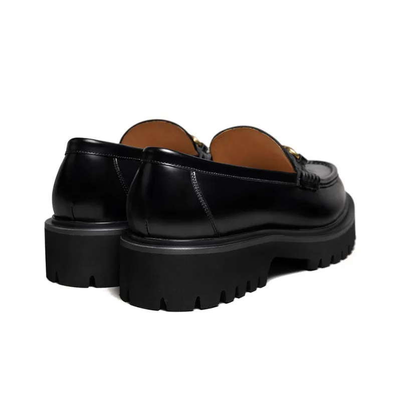 THOM WILLS British Style Casual Versatile Slip on Shoes Loafers 4.8cm Men's Black-3