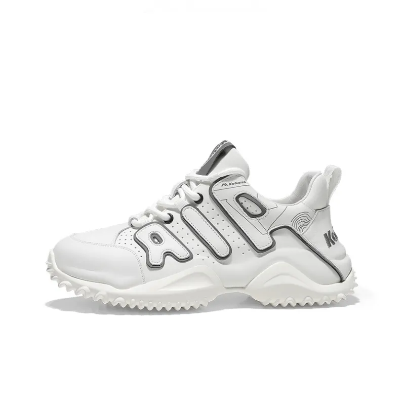 KOLUMB Cushioning, Wear Resistant Low Top Chunky Sneakers Men's White Gray-0