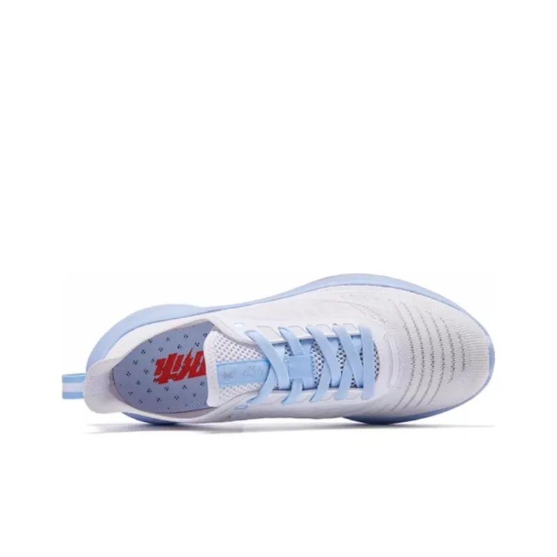 QIAODAN Slip Resistant Breathable Low Top Running Shoes Men's White Blue-4