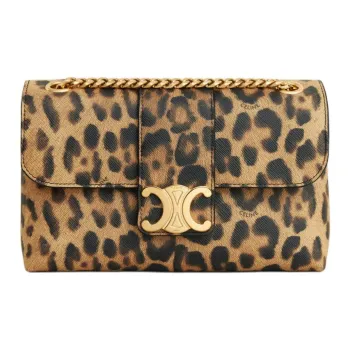 CELINE TEEN BUCKET Artificial Leather Portable Crossbody Bag Shoulder Bag Women's Leopard