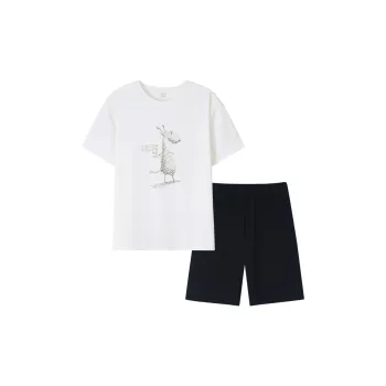 Sha Qian Pajama Set Summer Men's White
