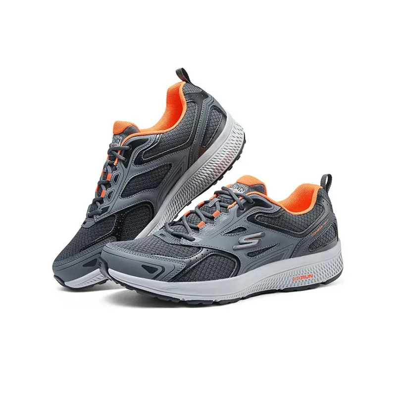 Skechers Shock Absorbers With Slip Resistant Features Low Top Running Shoes Men's Gray Orange-2