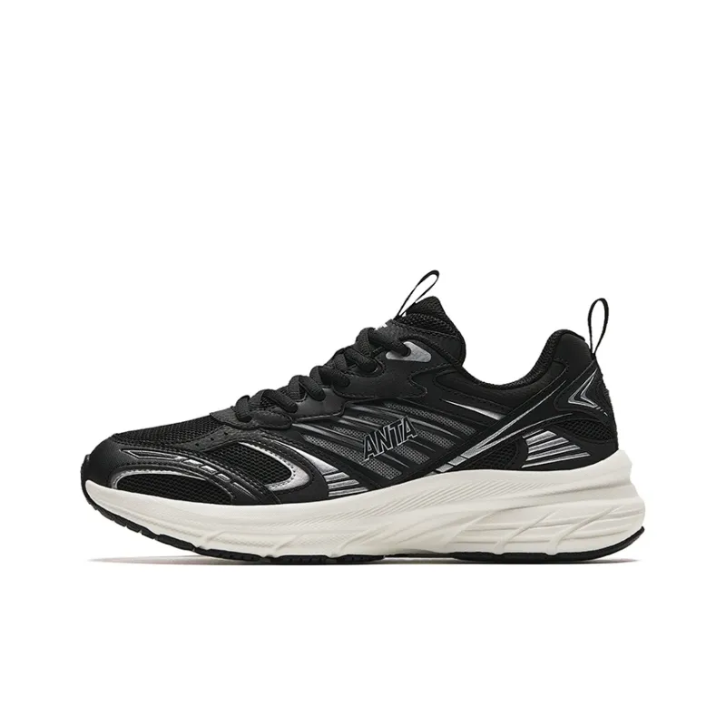 Anta Cushioning Slip Resistant Low Top Running Shoes Men's Black-0