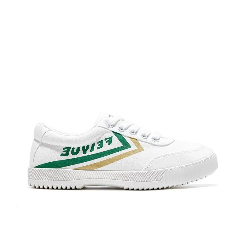 Feiyue Wear resistant And Lightweight Low Top Canvas Shoes Unisex White Yellow Green-1