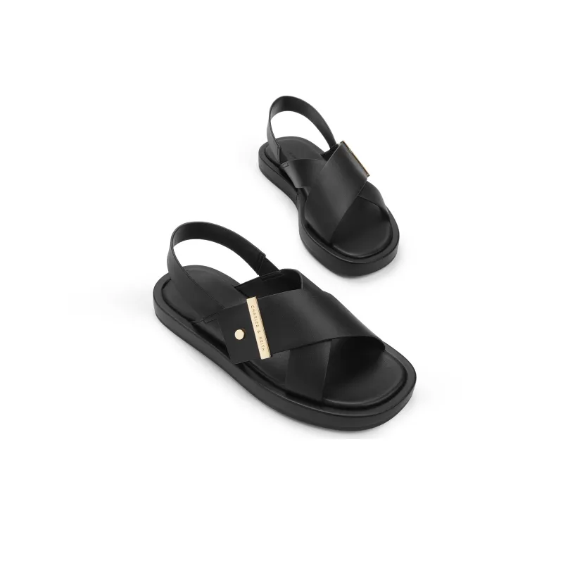 CHARLES&KEITH Small Ck One Strap Sandals 2cm Women's Chalk White/Black-6
