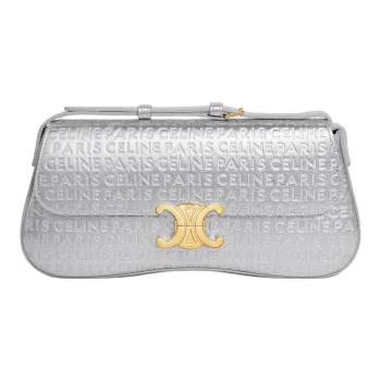 CELINE Laminated Cow Leather Crossbody Bag, Shoulder Bag Women's Silver