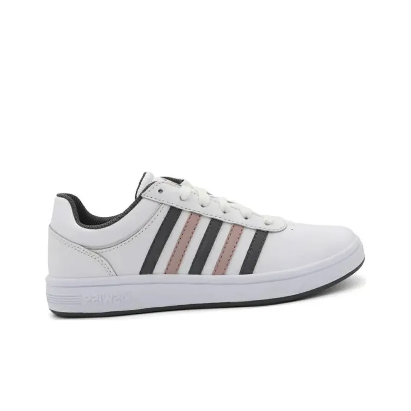 KSWISS Court Cheswick Slip Resistant Shock Absorbers Low Top Skateboard Shoes Women's White Pink Gray-2