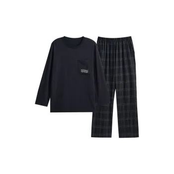 Peninsula City Pajama Set Men's Checkerboard Sleep Aid Black