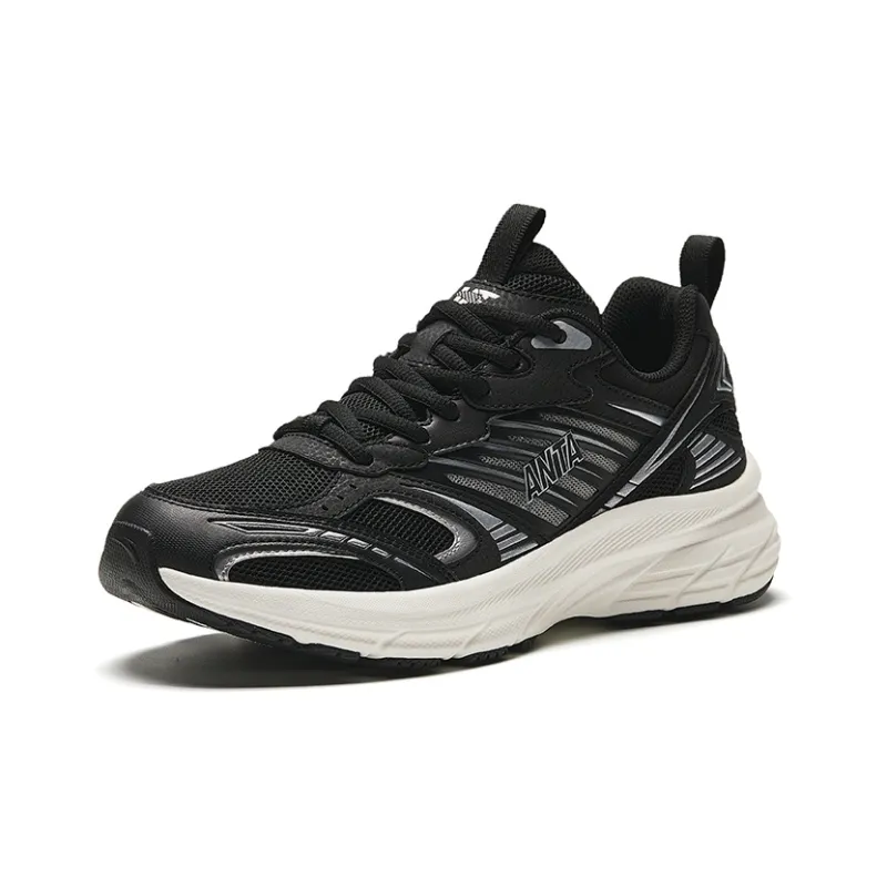 Anta Cushioning Slip Resistant Low Top Running Shoes Men's Black-1