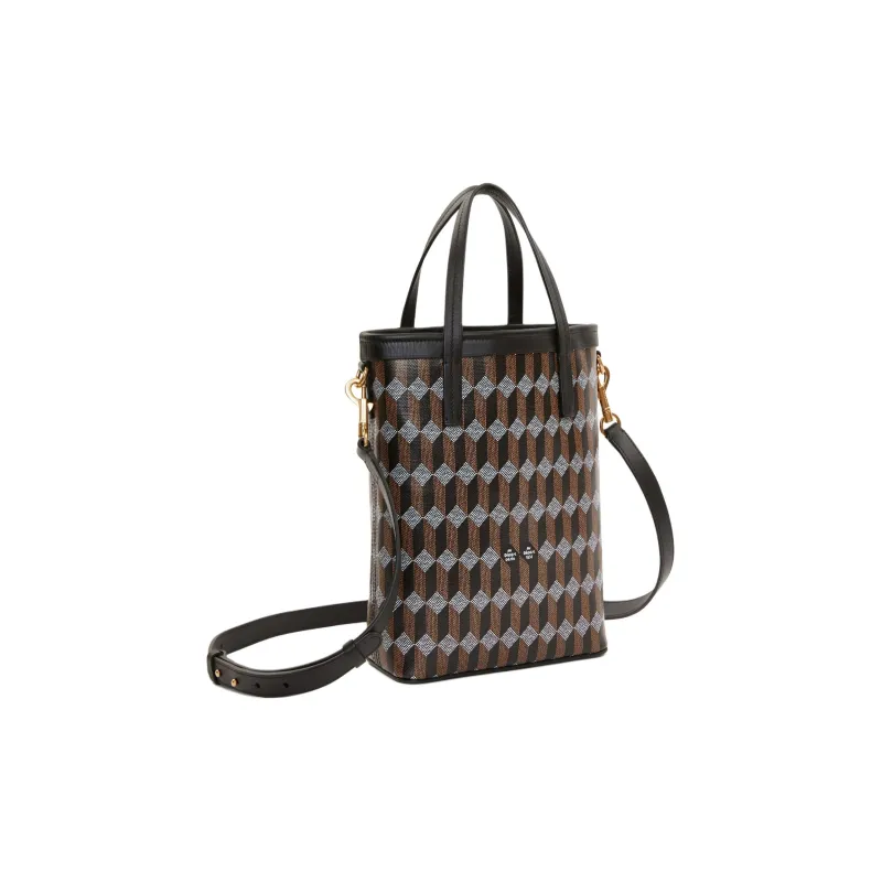 AU DEPART Cotton Coated Canvas Tote Bag Shopping Bag Handbag Women's Black-1