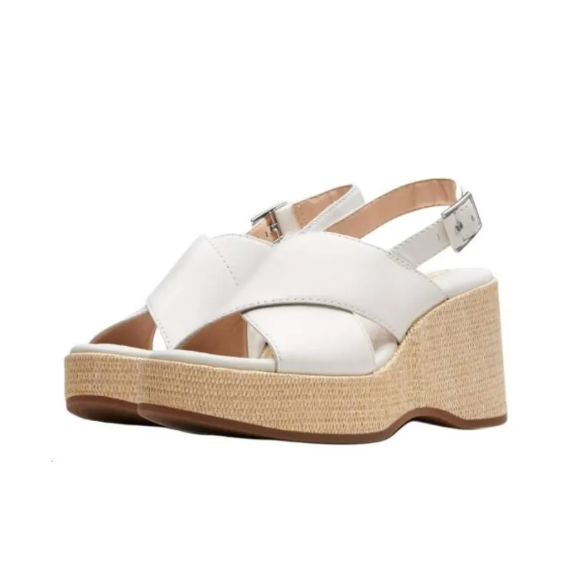 Clarks Strap Sandals Women's White-3