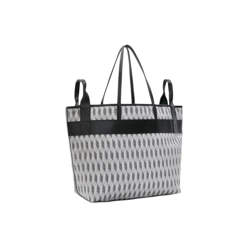 AU DEPART Reflective Jacquard Tote Bag Shopping Bag Handbag Small Size Women's White-1