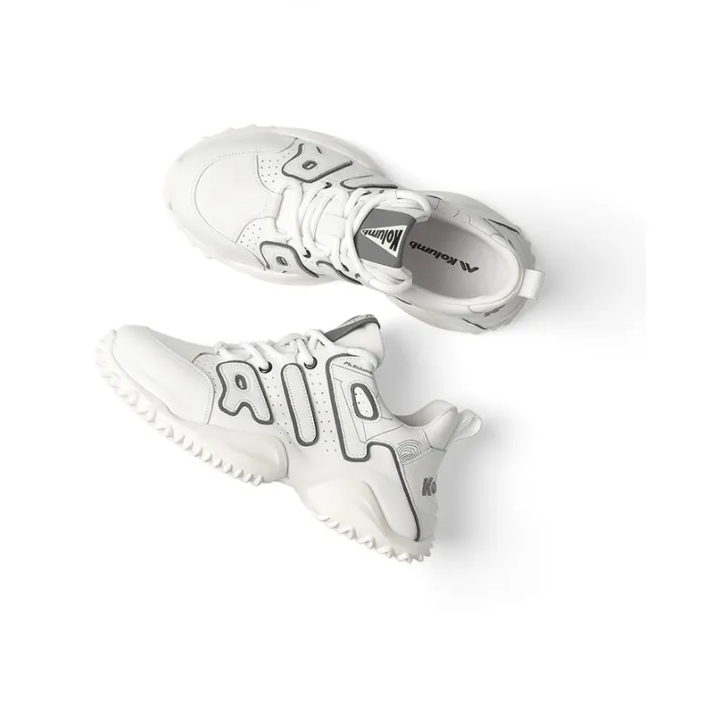 KOLUMB Cushioning, Wear Resistant Low Top Chunky Sneakers Men's White Gray-2