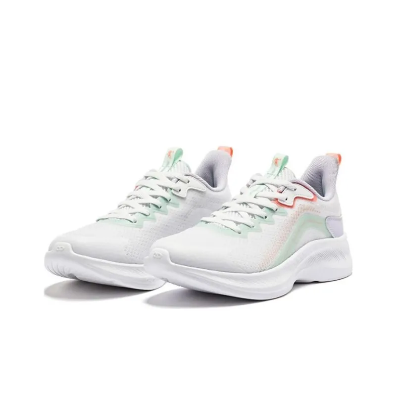 QIAODAN Slip-Resistant Low-Top Running Shoes Women's White Purple-1