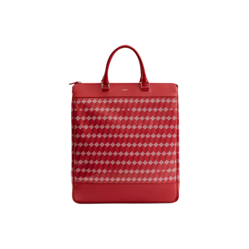 AU DEPART Coated Cotton Canvas One Shoulder Handbags Large Size Women's Red-0