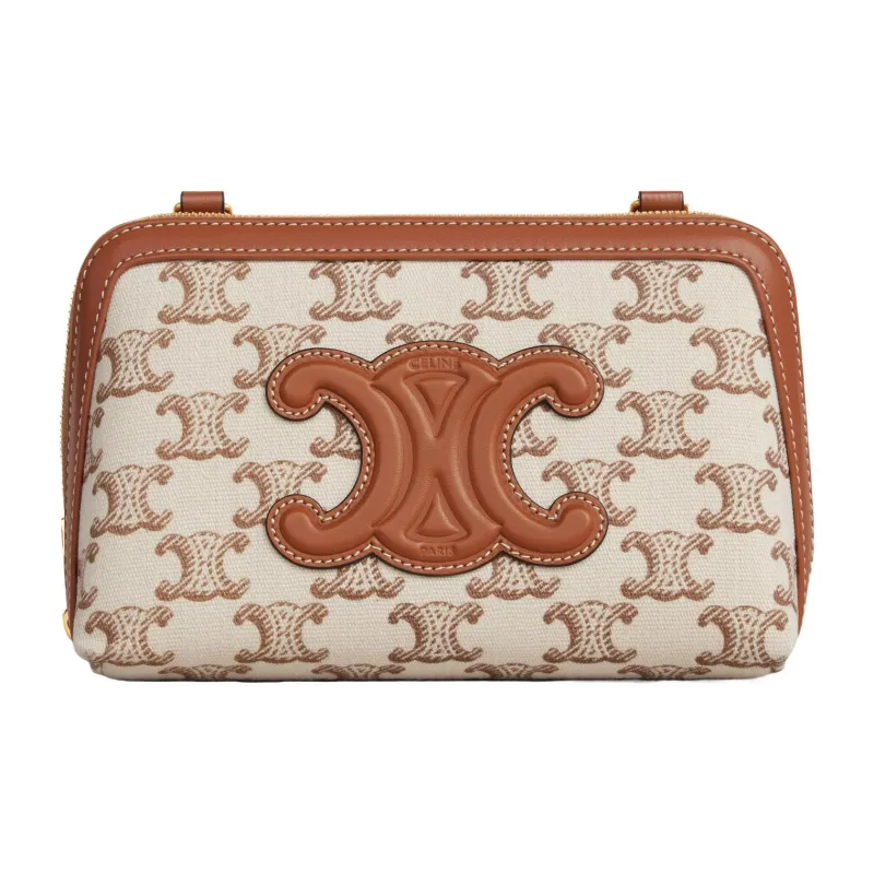 CELINE Calfskin One Shoulder Clutch Women's White-0