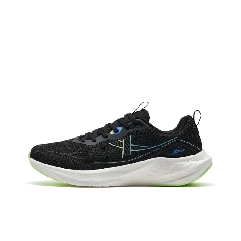 XTEP Dynamic Foam SS Breathable And Lightweight Low Top Casual City Commute Sprint Running Shoes Men's Black Neon Green-0
